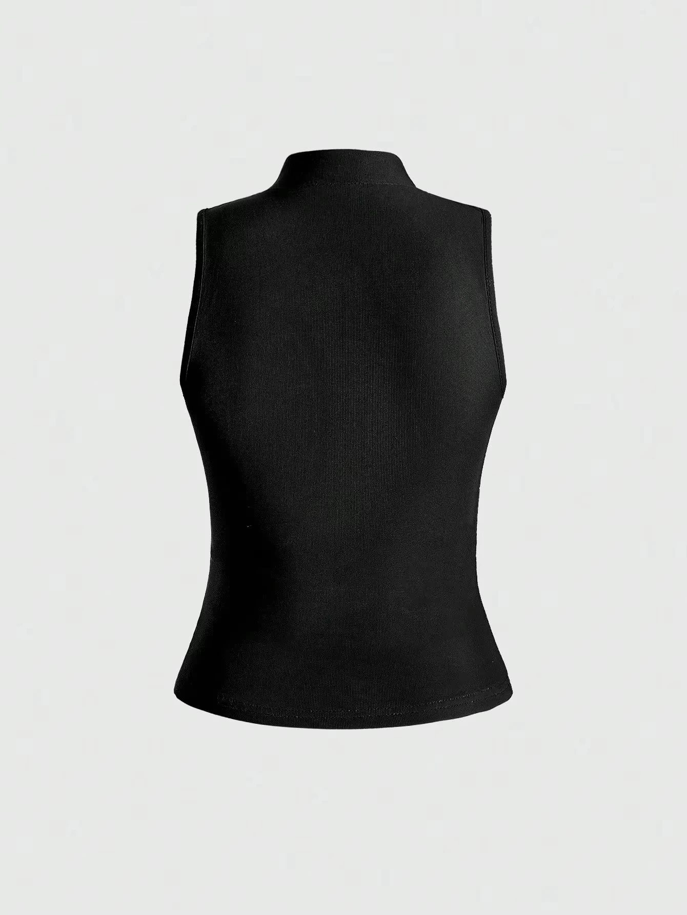 Women's Casual Daily Fashion Black Embellished Tiger Print Chinese Calligraphy Mandarin Collar Fitted Cami Top 2026