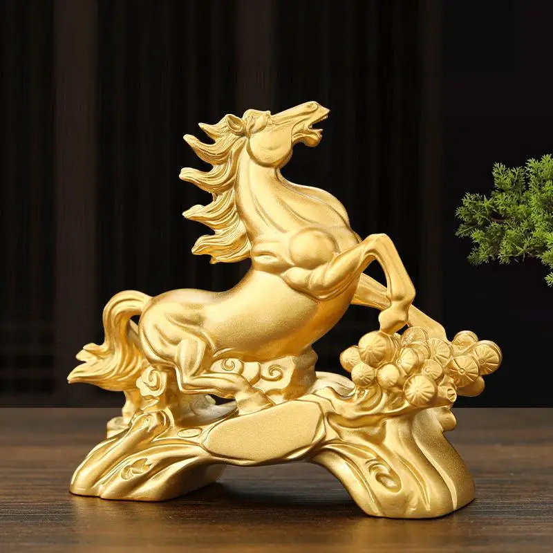 TW 1PC Copper alloy Creative Brass Horse And Monkey Cute Statue Key Chain Pendant Home Office Desktop Ornaments Funny Toys