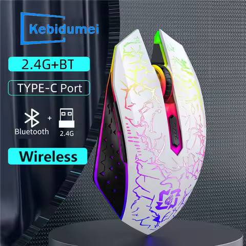 Bluetooth 2.4G Dual-mode Wireless Mouse Rechargeable Mouse RGB Backlight E-Sports Mechanical Mouse Mice for PC Laptop Macbook