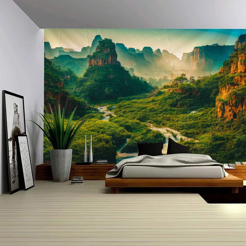 Dreamy Forest Tapestry, Wall Hanging Cloth, Home Mural Painting, Living Room and Bedroom Art Decoration, Sofa Cover Bed Sheet