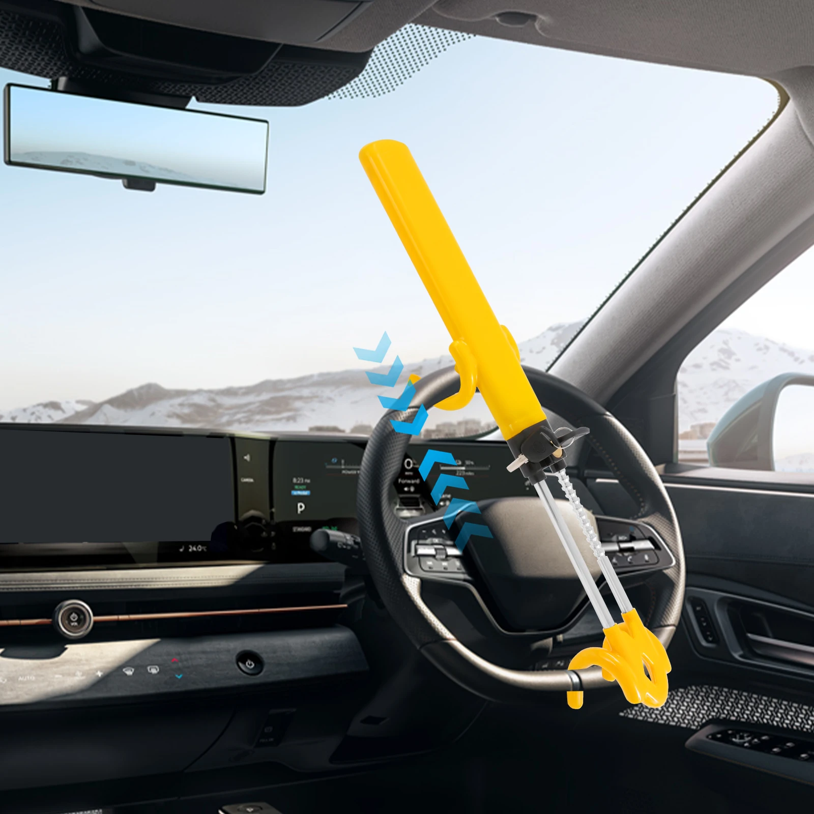 Picture 4: Universal Car Steering Wheel Lock Retractable T-Locks 47-64cm Heavy Duty Anti-Theft Car Protection Device Security Tool