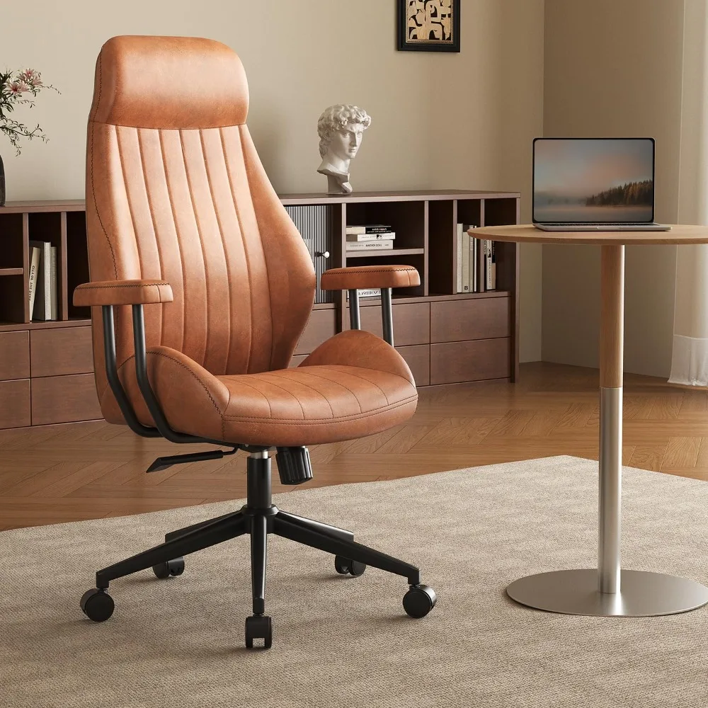 

ergonomic high-back office chair supporting 330lbs, reclining swivel desk chair with adjustable height and plush cushions for co