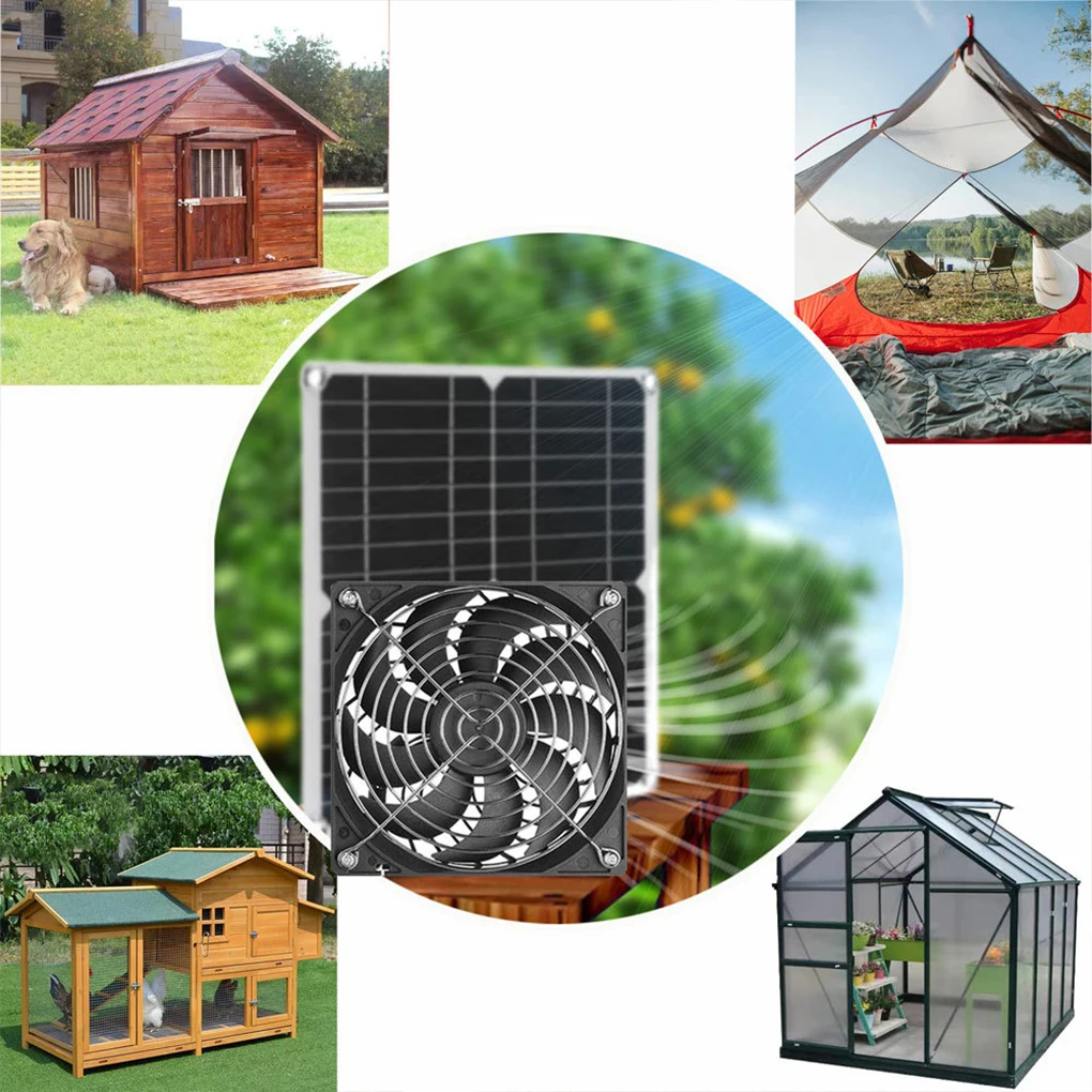 12V Solar Panel Powered Fan Set Mini Exhaust Comfortable Temperature Cooling Device Air Extractor Double Fans for Chicken House