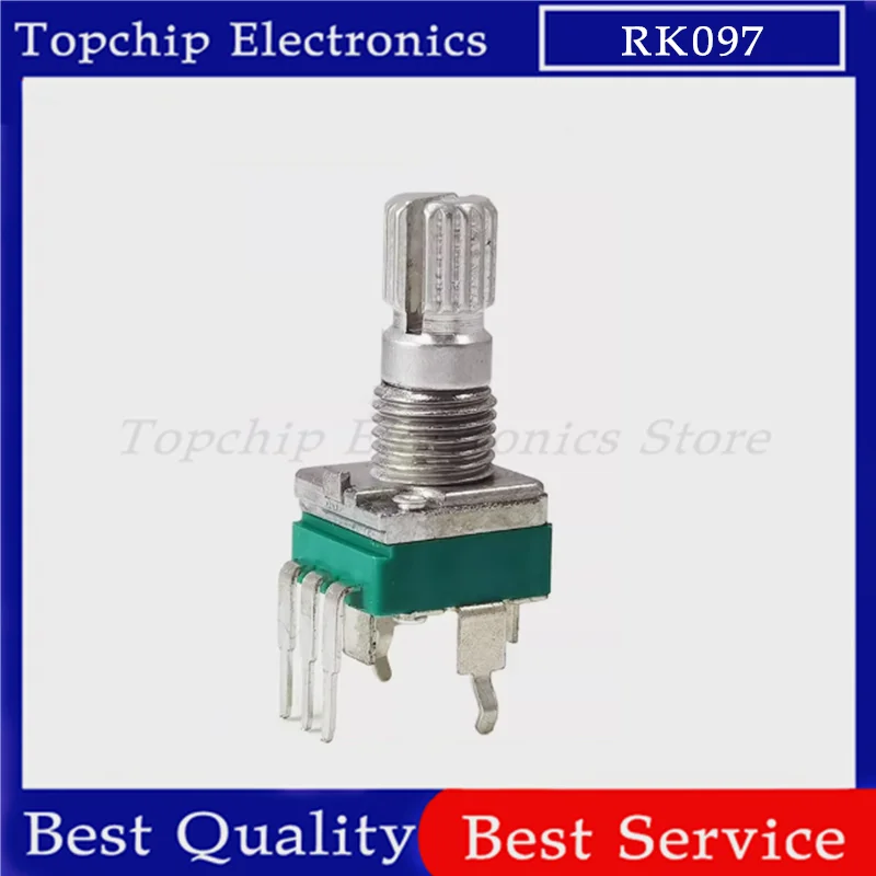 5pcs RK097 Potentiometer Vertical Single Link B2K 5K 10K 20K 50K 100K 500K Ohm 15mm Gearless 3Pin