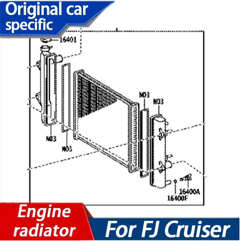 OEM:16400-31465 Engine Radiator / Cooling System Radiator For Toyota FJ Cruiser 2007-2020 No-Drill Direct Fit Replacement Part