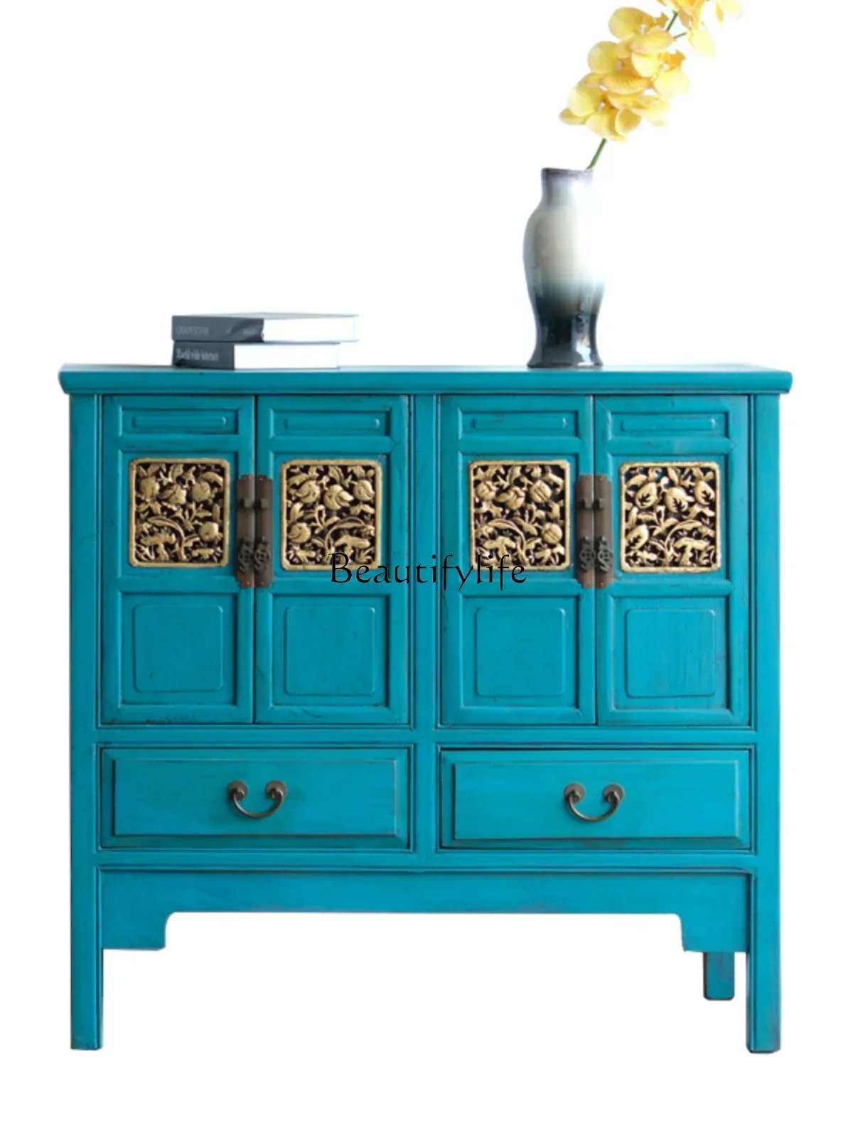 

1Chinese solid wood entrance integrated screen partition storage cabinet decorative cabinet
