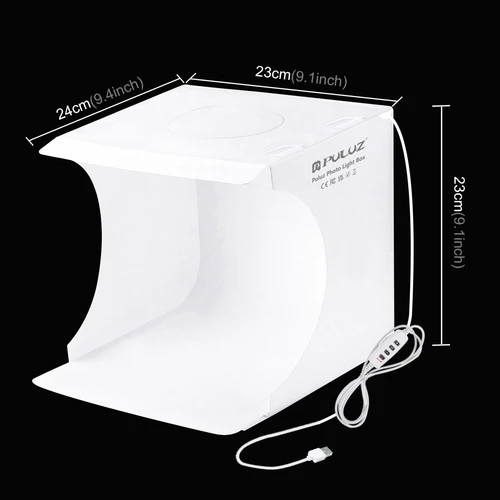Imagen 2 del producto Panel LED de anillo de 23cm, iluminación fotográfica portátil plegable, Mini Kit de caja de tienda de fotografía de estudio con fondos de 6 colores, caja de fotos
