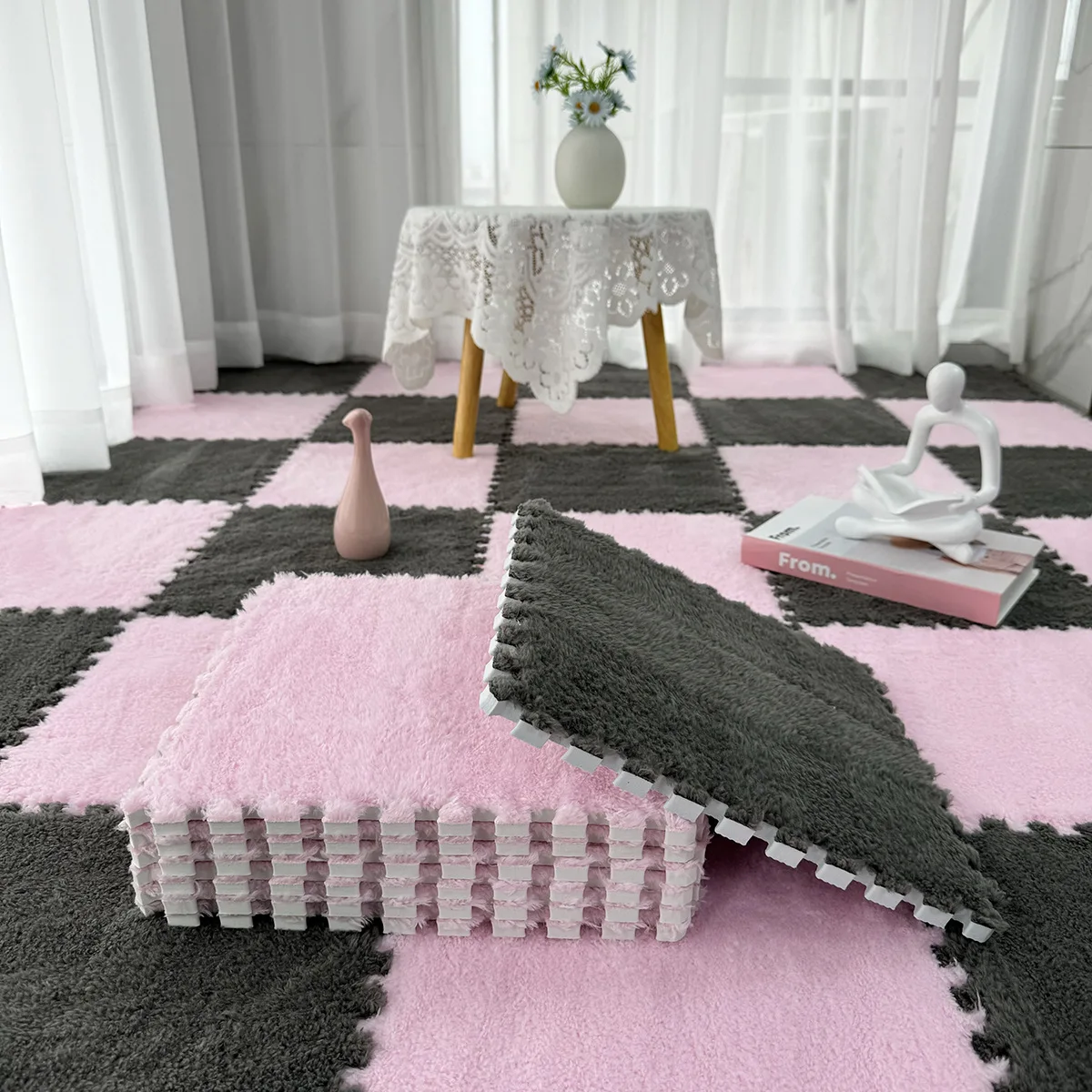Baby Soft Plush Warm Carpet Children\'s Room Play Mat EVA Foam Living Room Bedroom Patchwork Mat Anti-slip and Anti-vibration Pad