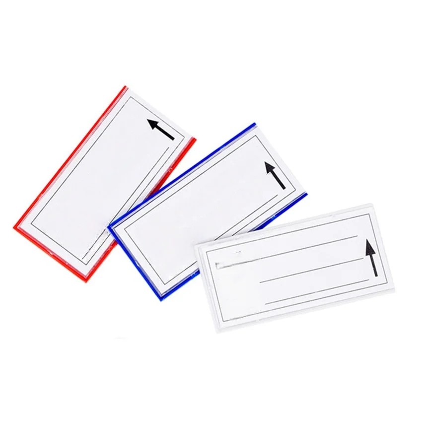 Imanes para la parte posterior de estanterías de almacenamiento, soporte de exhibición para letreros de plástico, tarjetas de papel, etiquetas y marcos.