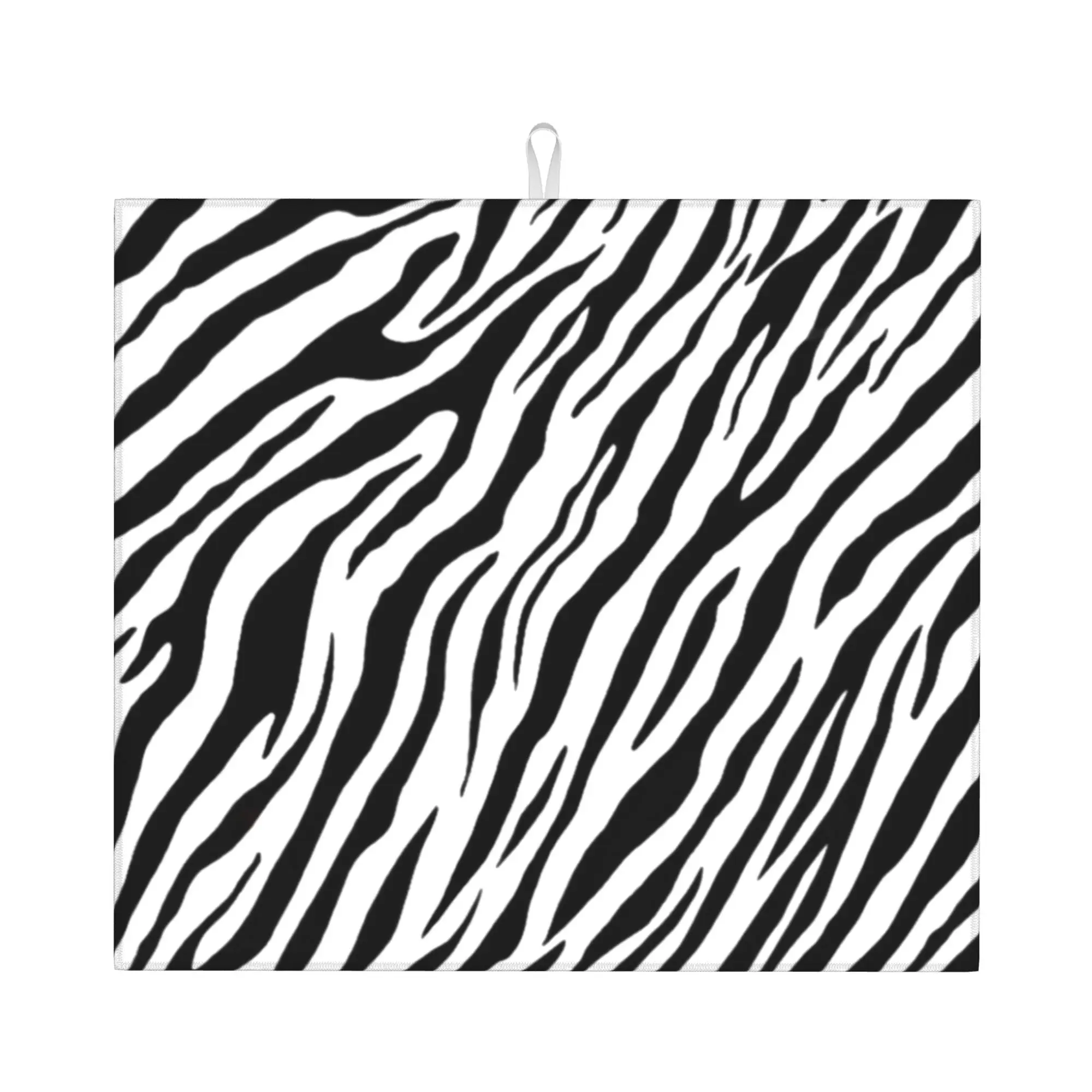 Zebra Stripes Pattern Black White Animal Print Non Slip Kitchen Counter Protector Mat Barware Tableware Drying Mat For Kitchen