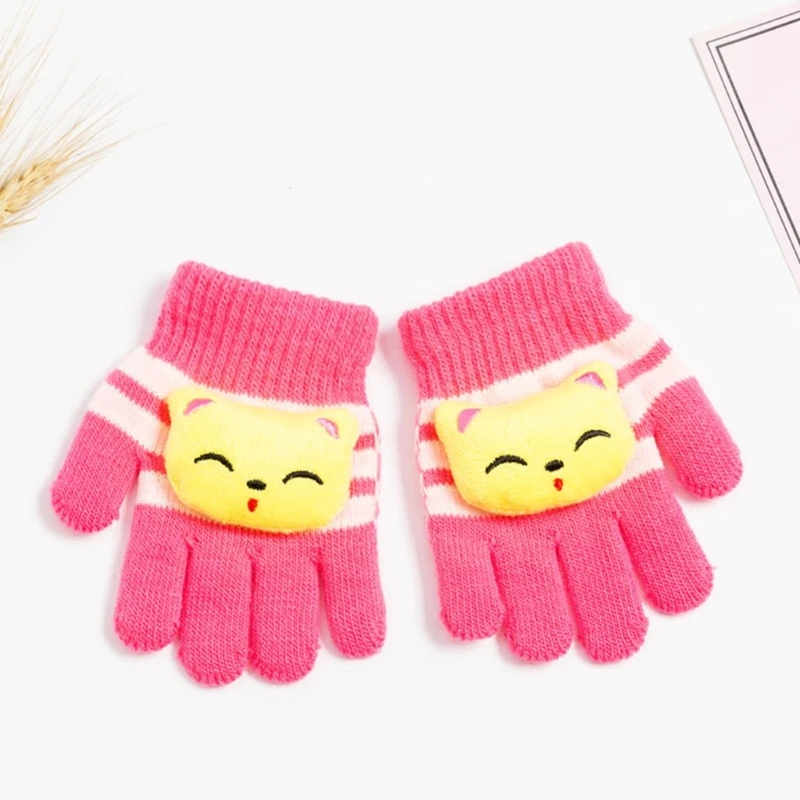 Adorável quente colorido luvas malha elegante criança mitten para o frio inverno luvas dedo cheio festa vestir-se