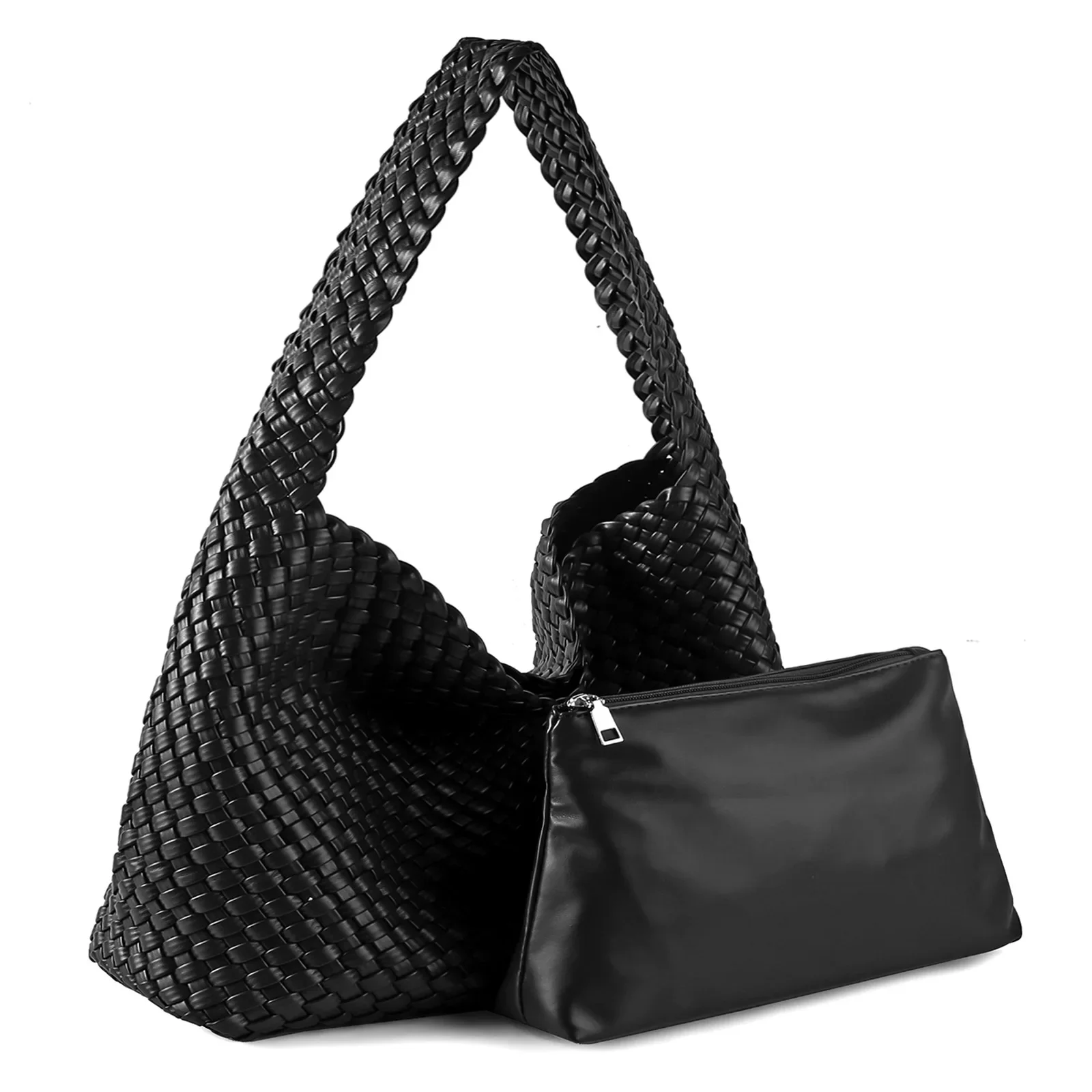 ZR DIARY Luxury Woven Bag Women PU Leather Large Capacity Tote Bags Casual Fashion Textured Soft Shoulder Bag BZ618