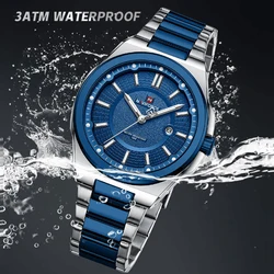 NAVIFORCE Orignal Brand Mens Fashion Business Calendar Wristwatch Male Waterproof Steel Band Clock Men's Watch Relogio Masculino