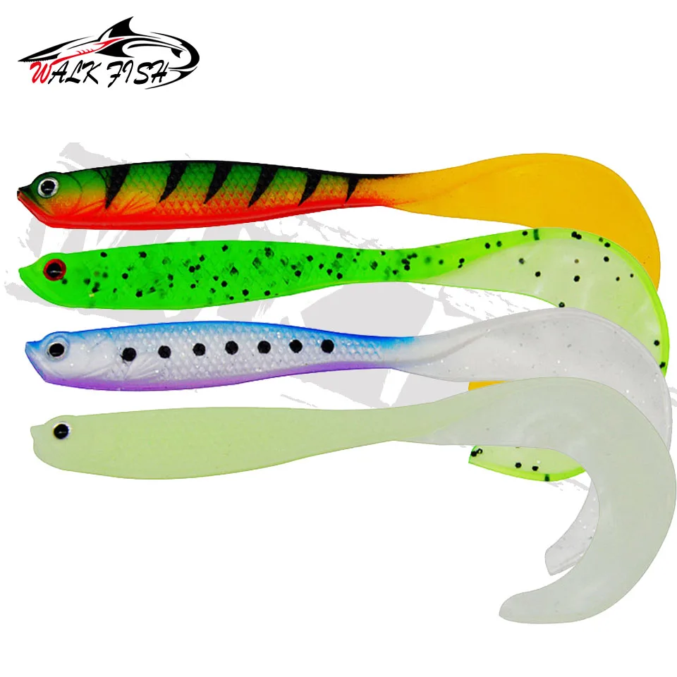 WALK FISH 4PCS Jigging Wobbler Angelköder 12,5 cm 5,5 g Shad T-Schwanz weicher Köder Künstliche Silikonköder Bass Hechtangeln
