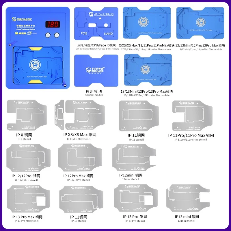 MECHANIC iT3 pro piattaforma di preriscaldamento intelligente per iPhone X-15 PRO MAX scheda madre Chip a strati BGA Stencil/riparazione a matrice