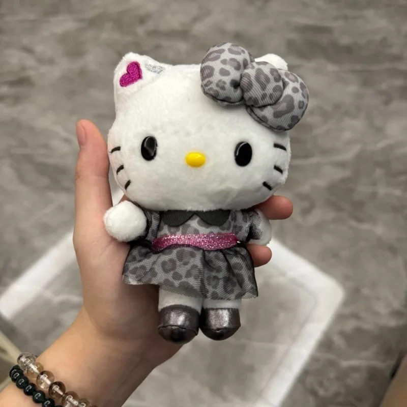 

Sanrio серая коллекция с леопардовым принтом, мультяшная Kt Cat, горячая форма, плюшевая кукла Kitty, брелок для ключей, школьный рюкзак, плюшевая подвеска, брелок для ключей, подарок