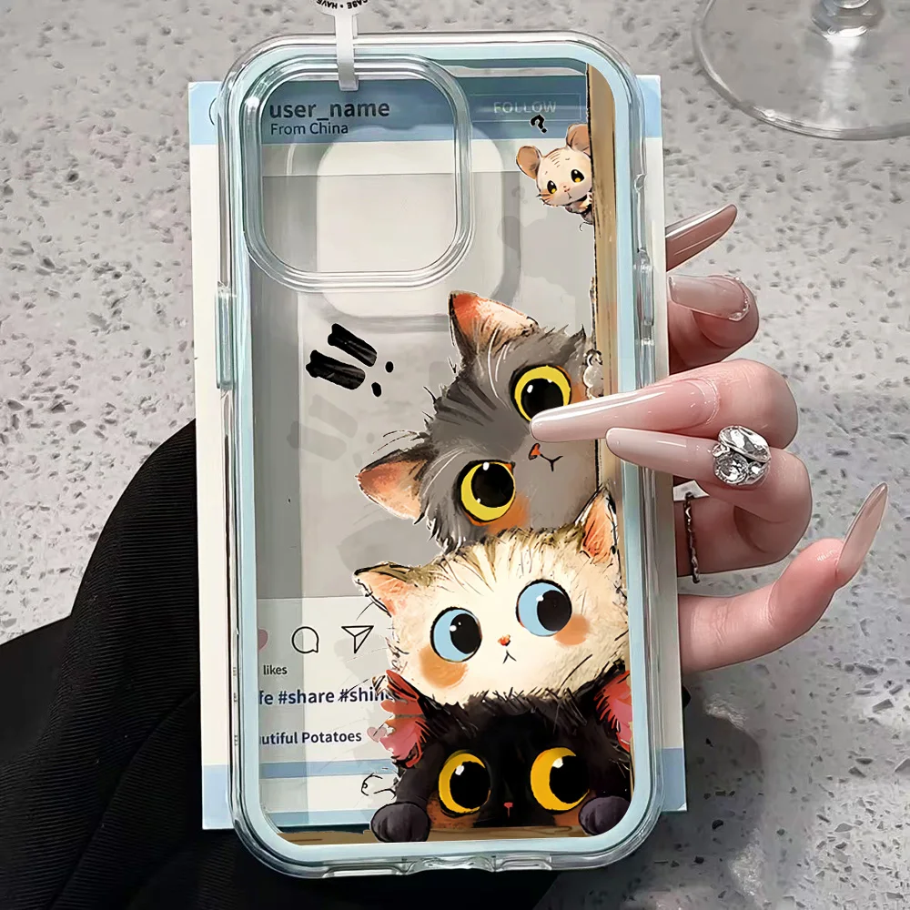 Niedliche lustige Katze Transparente Handyhülle für iPhone 17 13 16 15 11 12 14 Pro Max 17 Air XR X Hülle Silikon Weiche Stoßfeste Abdeckung – Detail 3