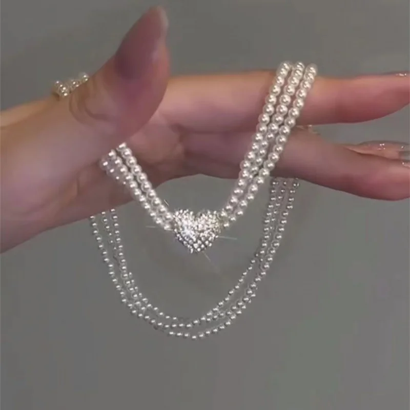

Micro Pave Heart Diamond Necklace for Women2023New Year's New Women's High-End Design Sense Light Luxury Niche Clavicle Chain In