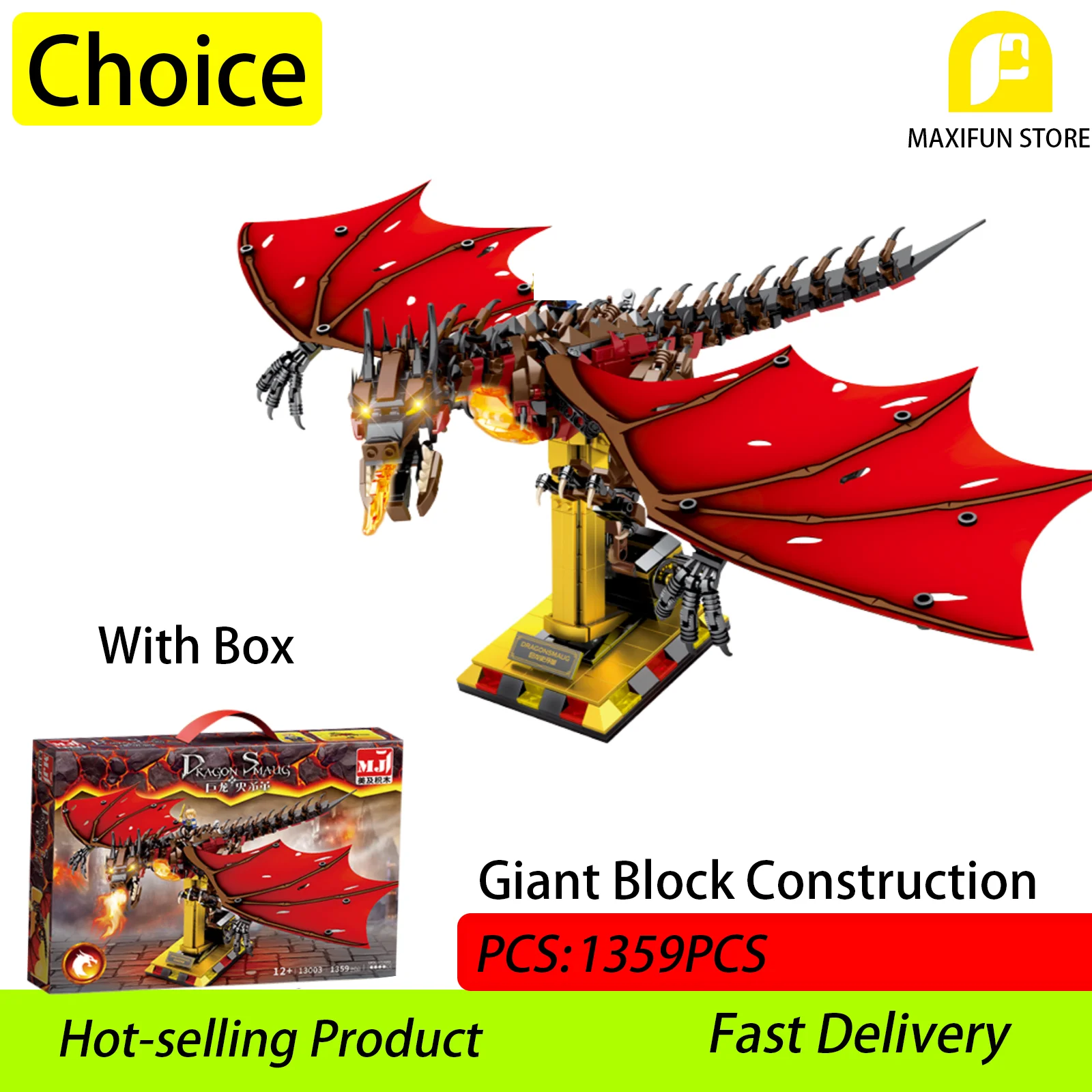 

1359PCS Smagu Dragon Building Block Set Creative Toy Dragon Series Desktop Decoration Best Gift for Children And Adults