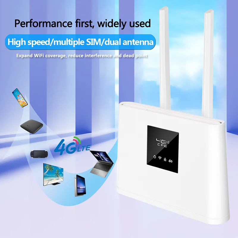4G Router with SIM Card Slot Detachable High Gain Antenna for RV Camping Trip Wireless Broadband Adapter with Ethernet Port