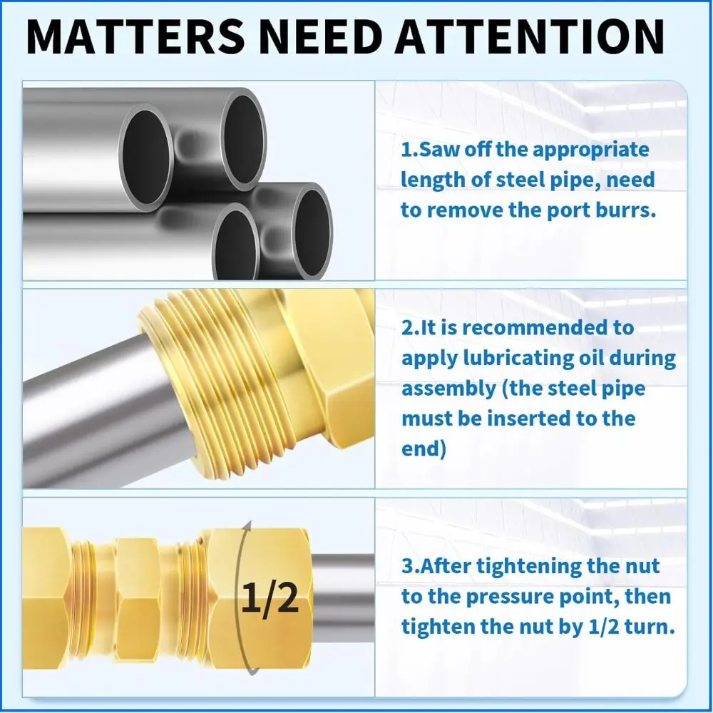 Connector Brass Brass Compression Fitting Straight Multiple Sizes Straight Coupling Compression Connector