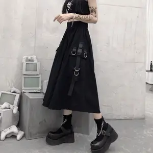 High waist load Harajuku woman skirts 2023 loose to line pocket Midi Long Black skirt hip hop fashion streetwear oversize 8 Main Sales Skirt Position - №7