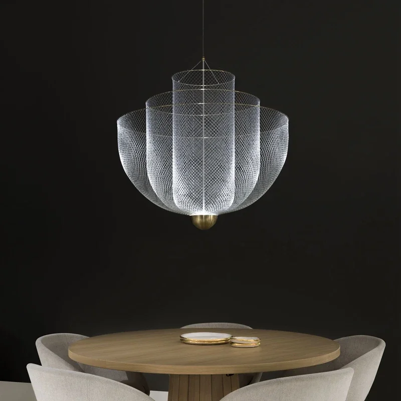 lampada de suspensao de gaiola de passaro de metal design italiano luz pingente moda moderna loja de pano 01