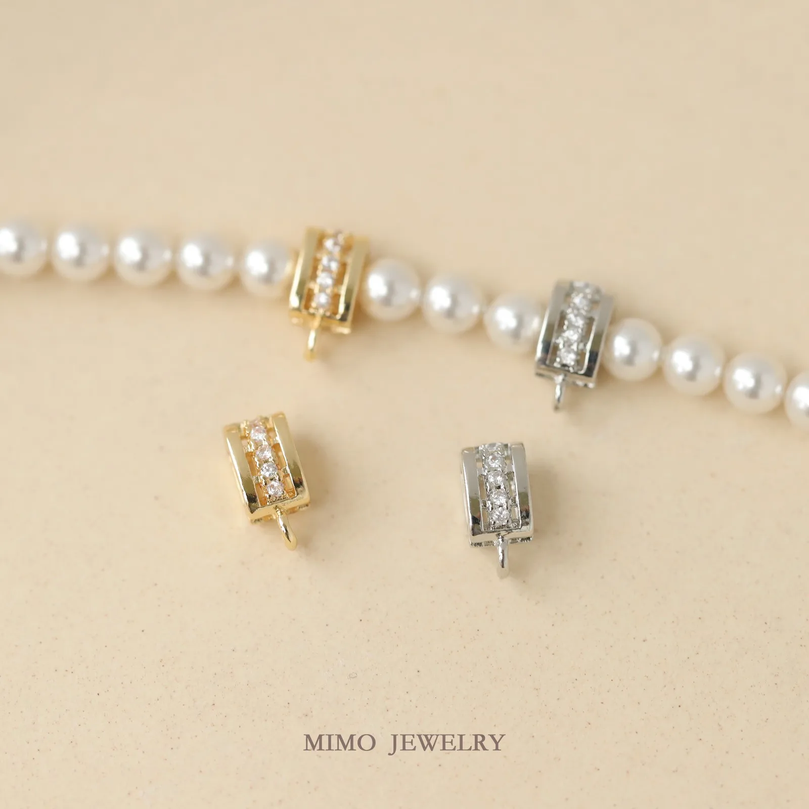 Square Hollow Zircon Necklace Bracelet Pendant Buckle Charms Pendant Supplies DIY Hand Brass Gold Plated Accessories 4.2X8.7mm