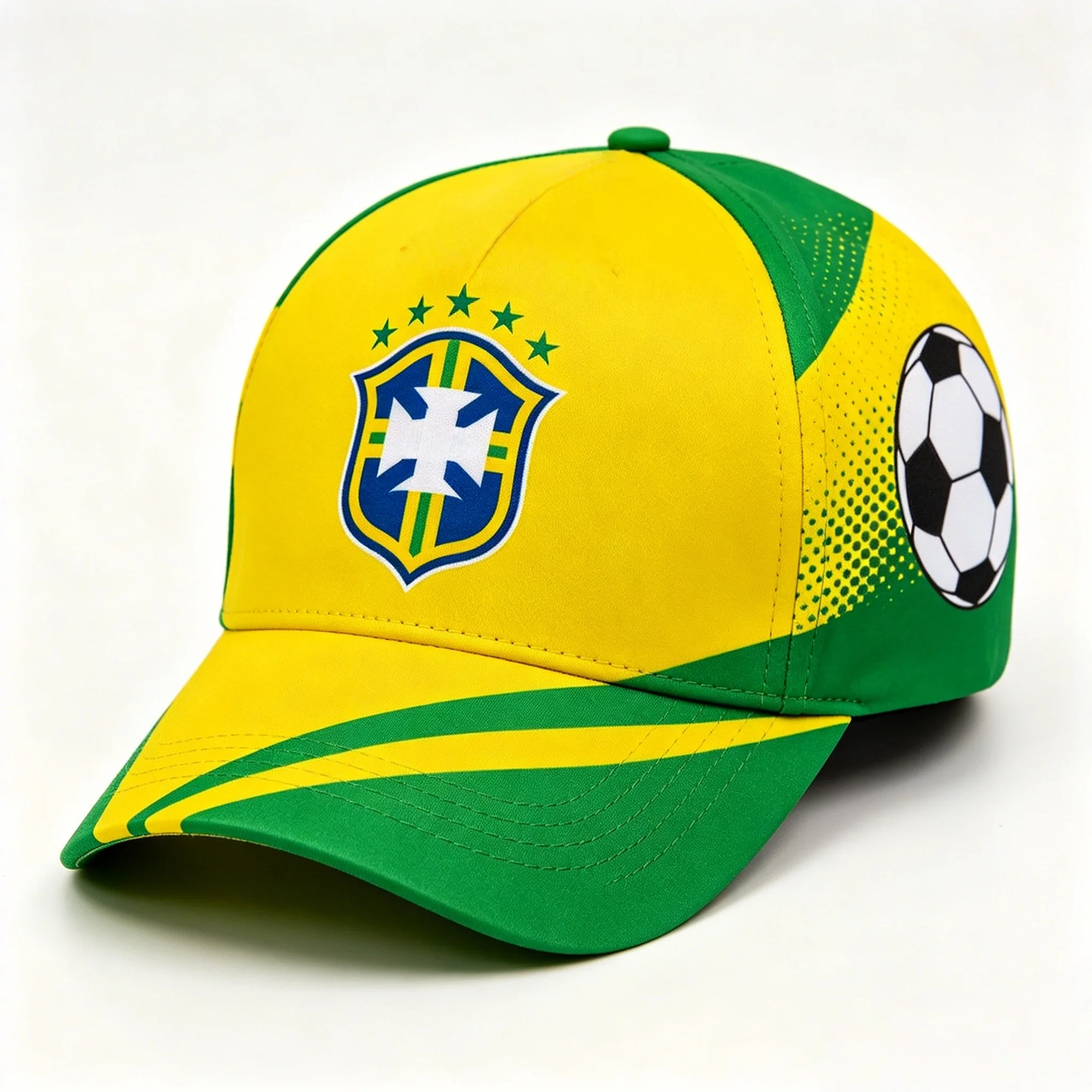 2026 Countries Style Football 3D Print Baseball Cap, One Size Sport Hat with Star Crest and Soccer Pattern