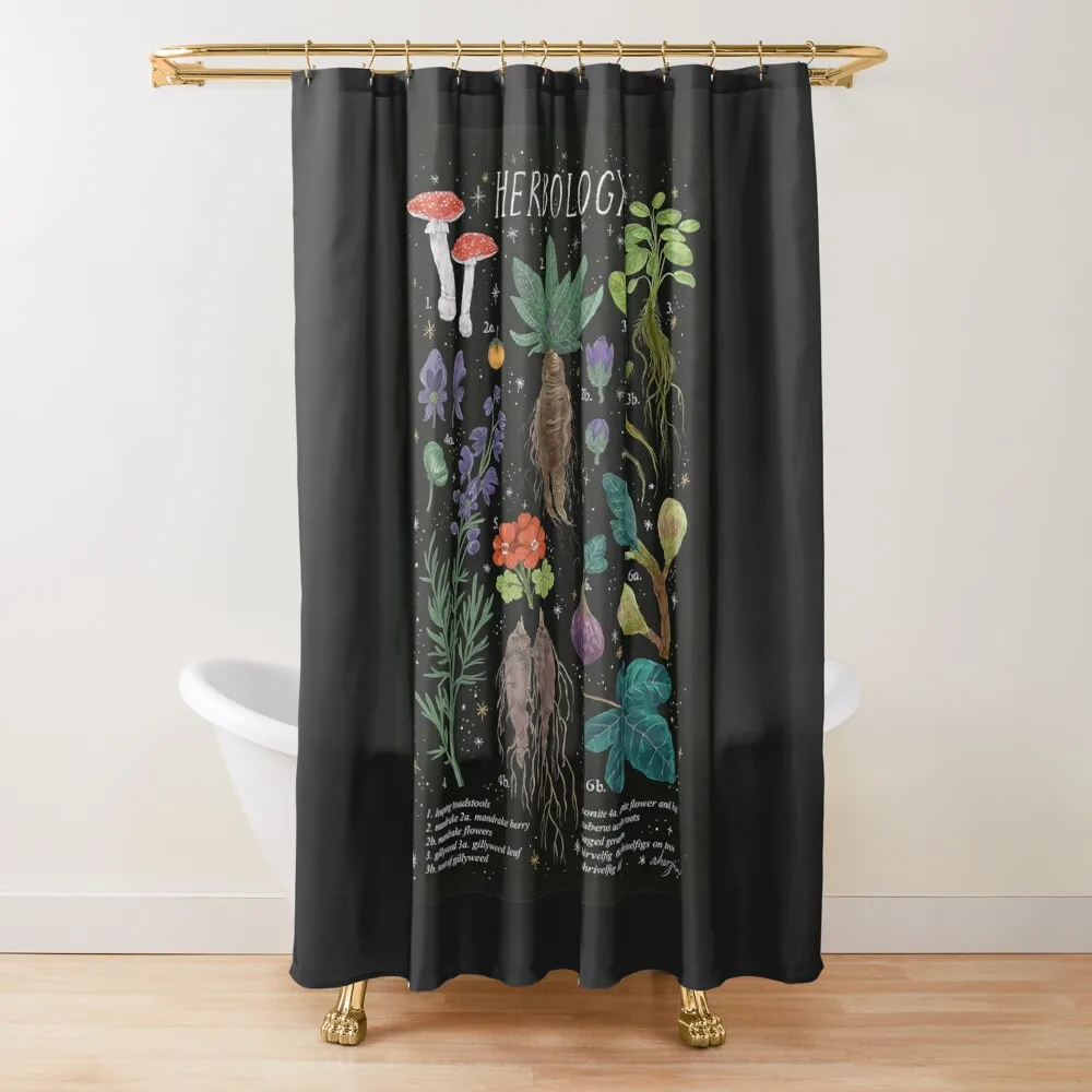 

herbology plant Shower Curtain Waterproof Fabric Bathroom Transparent Bathroom Shower Shower Bath Set Curtain