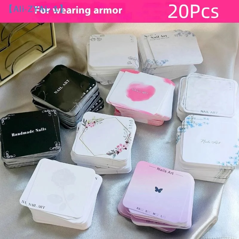 【ZYAL-1】20 Sheets Press On Nail Bottom Flower Pattern Cardboard Photo Prop Handmade False Nail Art Tips Display