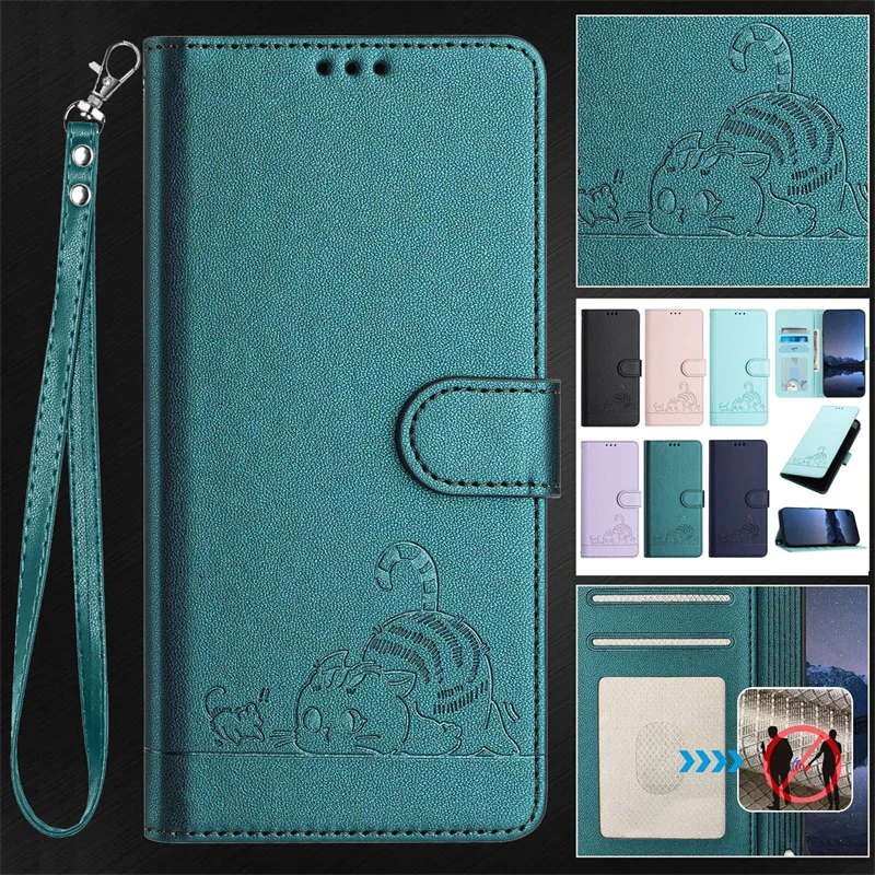 Fundas Poco X7 Pro Phone Case for Xiaomi Poco X7 Pro POCO X7 X 7 Pro Etui Back Cover Anti theft Cute 3D Cat Leather Case Coque