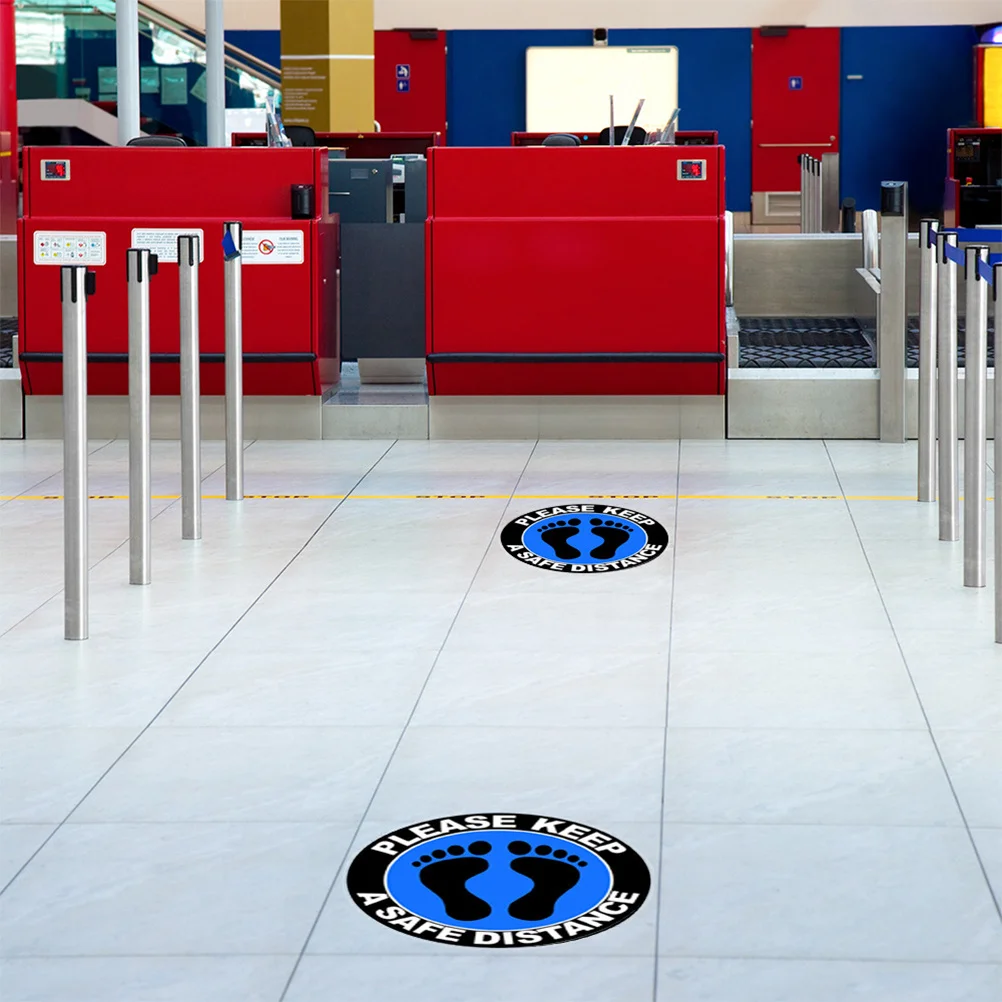 

5 Sheets Prevention Decals Keeping Distance Sticker Self-Adhesive PVC Decoration for School Mall Toilet Public Places