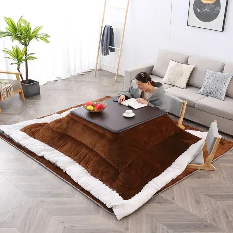 Kotatsu Table with Heater and Futon Carpet Japanese Kotatsu Set for Living Room Furniture Set Tatami Low Heating Warm Table