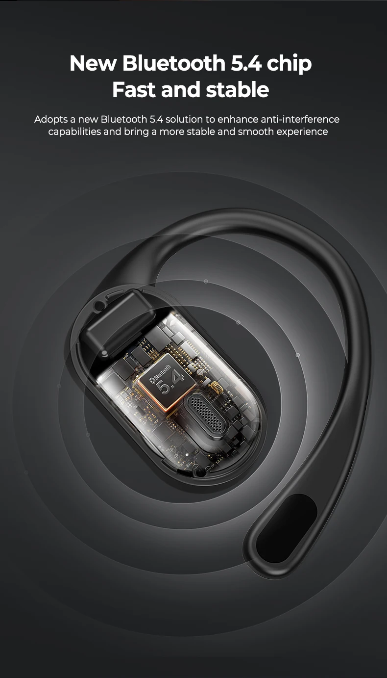 ERAZER XF38 Open-Ear Ear-Hook Kabellose Bluetooth-Ohrhörer OWS Air Conduction Kopfhörer ENC Geräuschunterdrückung HiFi Stereo IPX5 – Detail 8