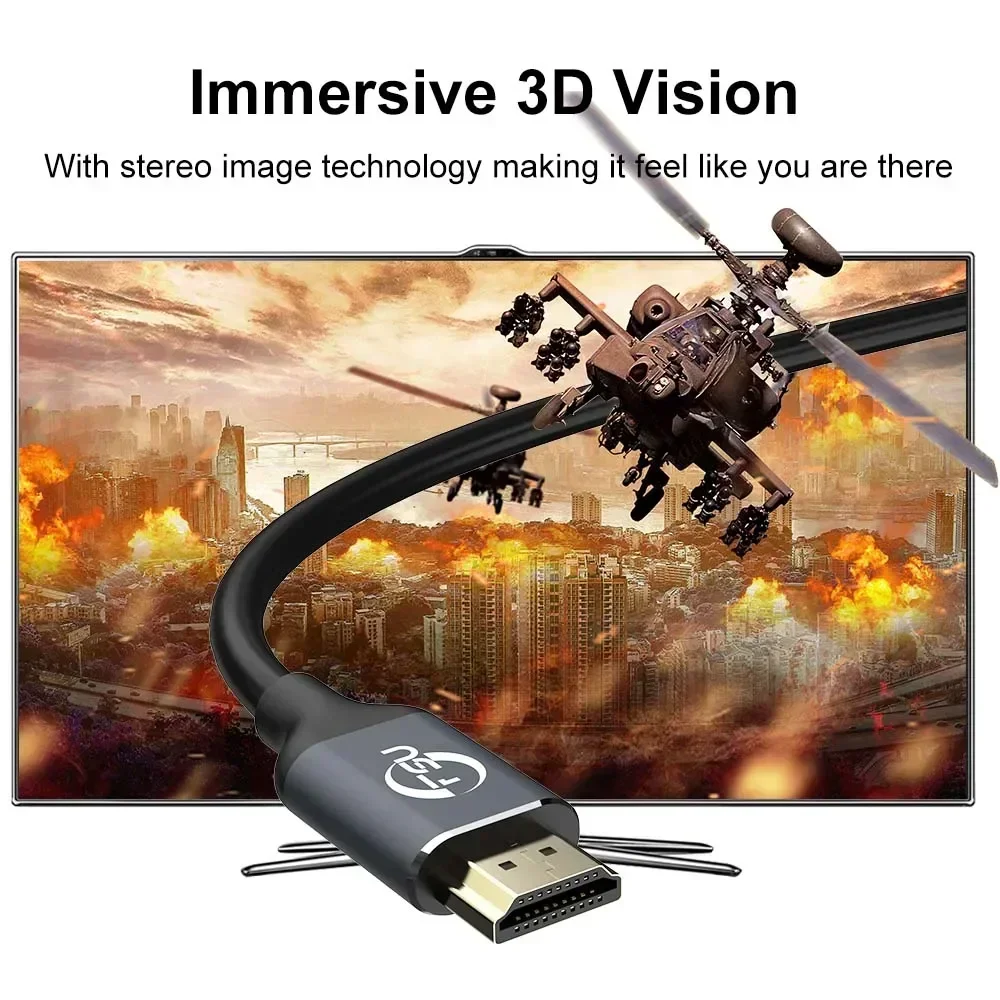 FSU 8k CABLE HDMI compatible,Versão máxima 2.1,48gbps,arandelas de protección de aleación de aluminio,compatible 4k@120hz 4k@60Hz,para proyector de caja de televisión PS4 con distribuidor de interruptores HDMI
