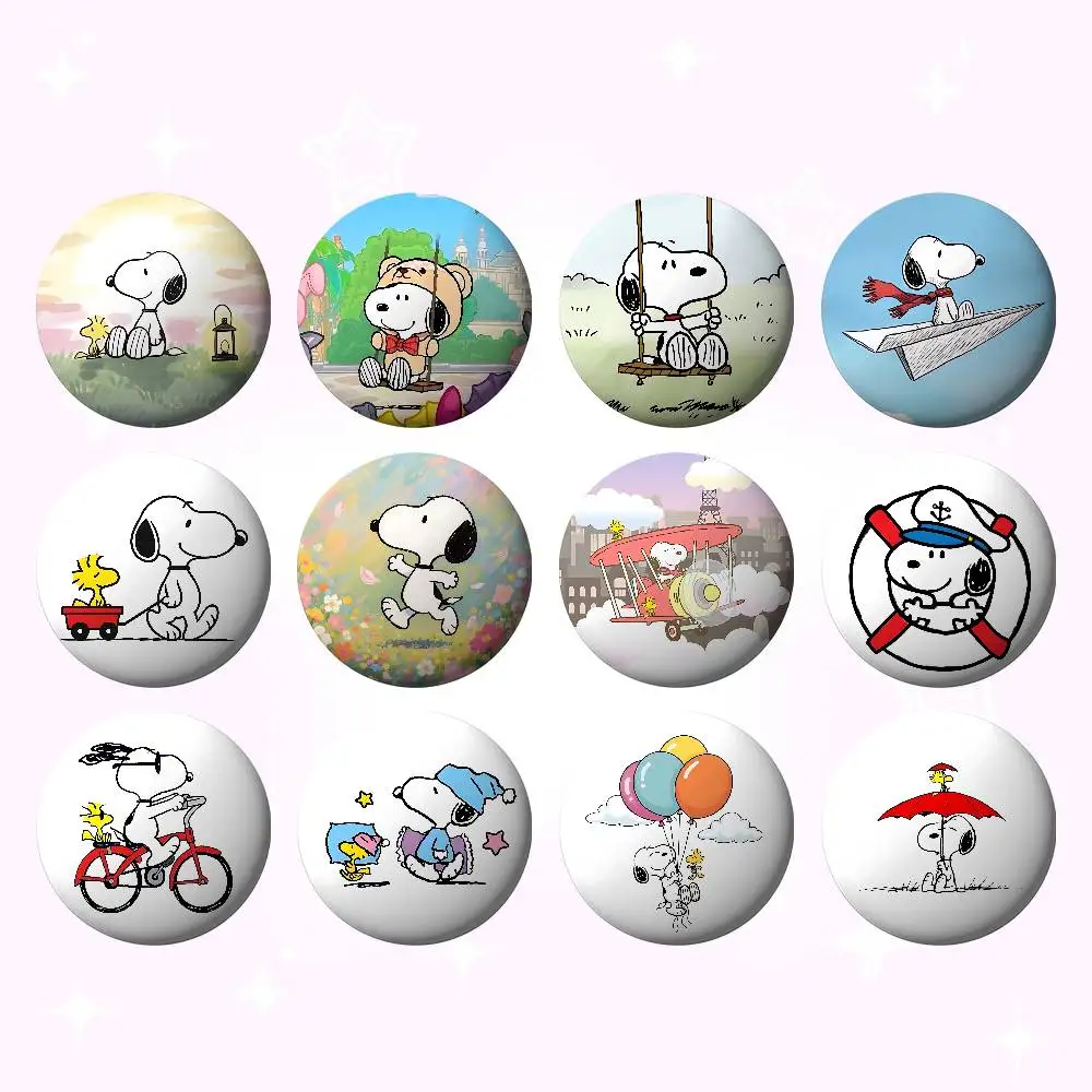 Cute S-Snoopys Badges Tinplate Soft Button Pin Brooch Metal Badge Custom Jewelry Accessories Hat Bag Lapel