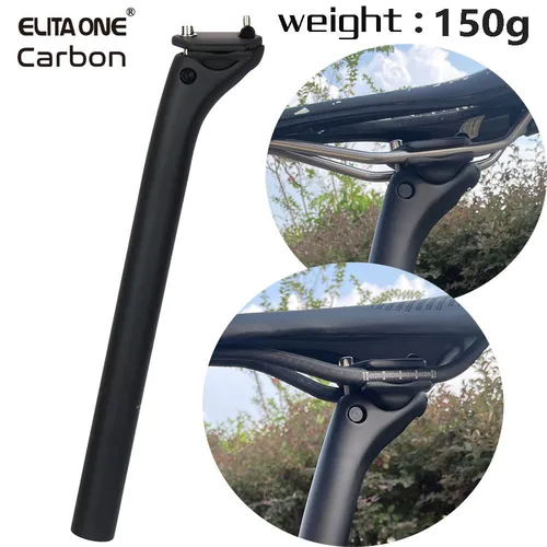 ELITAONE MTB tija de sillín de carbono Offset 20mm 25,4 27,2 30,9 31,6mm tija de sillín de bicicleta de montaña/carretera 350-450mm luz 150g