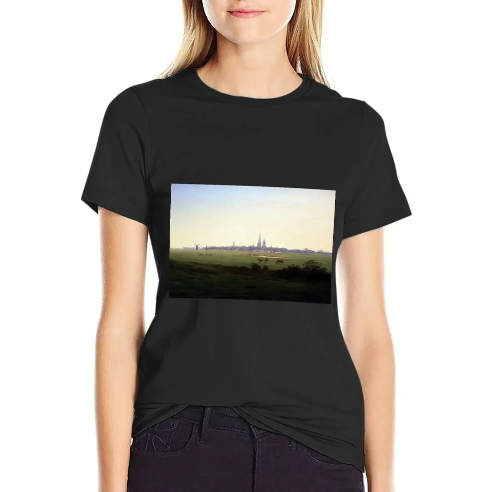 Caspar David Friedrich Meadows near Greifswald T-Shirt korean fashion aesthetic clothes woman t shirt