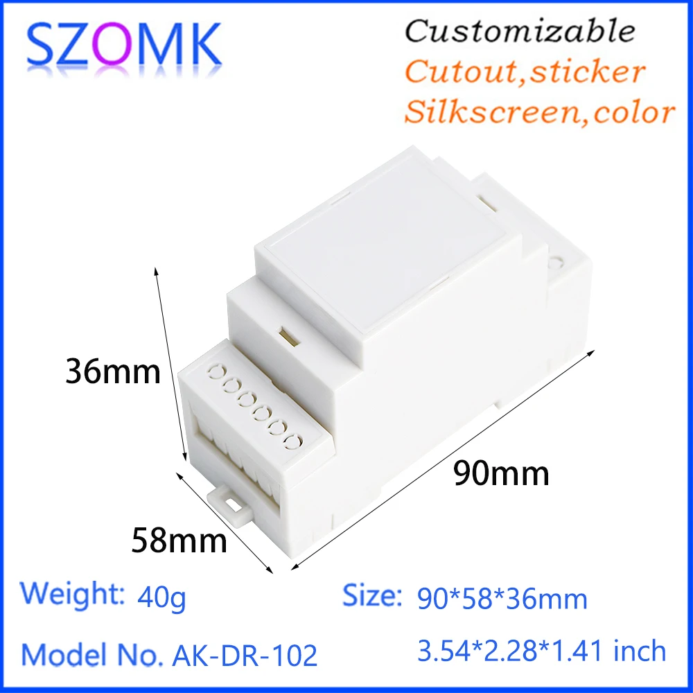 1Piece SZOMK din rail junction box  90X58X36mm ABS plastic case enclosure terminal block