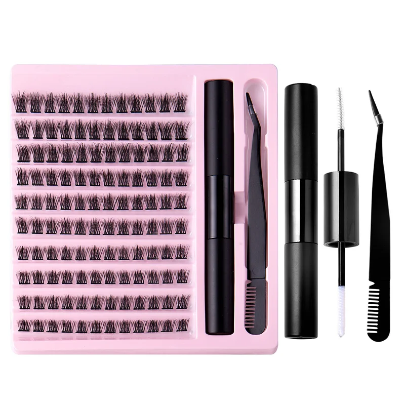 120 Clusters/Boxes Min lengths  D Curl Thin band Nature soft fluffy strong reusable eyelashtweezers Glue/Eyelash kits