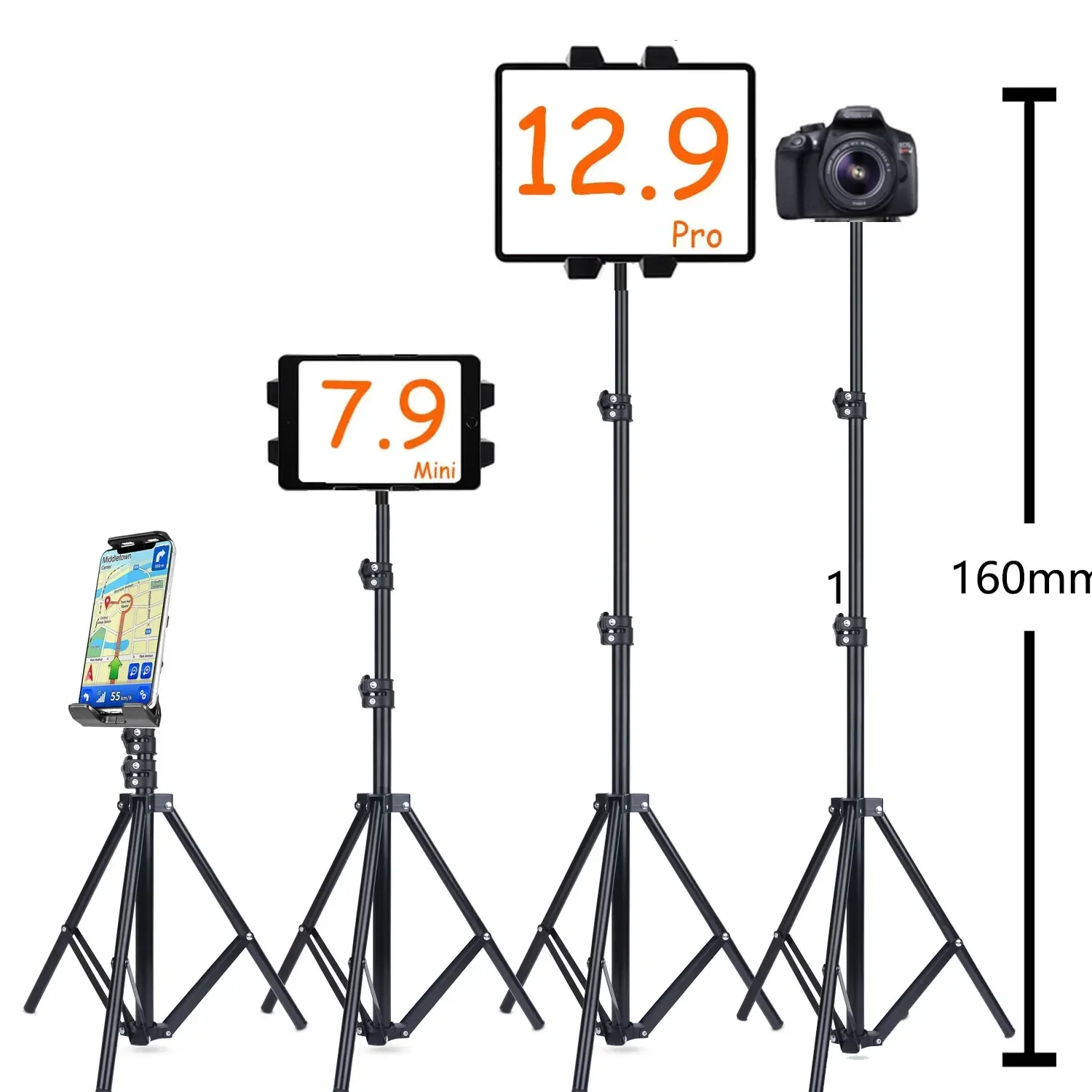 Tablet Holder Stand for IPad Stand Tripod 8'' 9.7'' 10.1'' Pro 12.9 for Iphone 11 12 Cell Phone Height Adjustable for Samsung