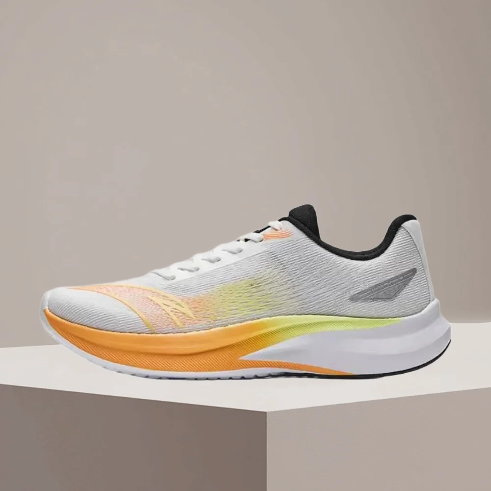 Anta Windspeed Men's Low-Top Cushioned Running Shoes  Comfortable, Slip-Resistant & Durable, White/Orange 912535561-3