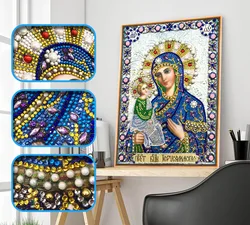 New 5d DIY Diamond Painting Cross Stitch Character Religious Lady, Round Diamond Embroidery Home Decoration 30x40cm