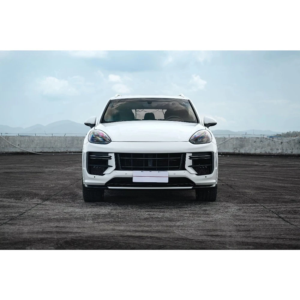 جديد لـ Cayenne Turbo GT المصد الأمامي والتنانير الجانبية GTS لوحات الباب مجموعة ترقية الشفة الخلفية مبطنة غير مطلية باللون الأسود #2