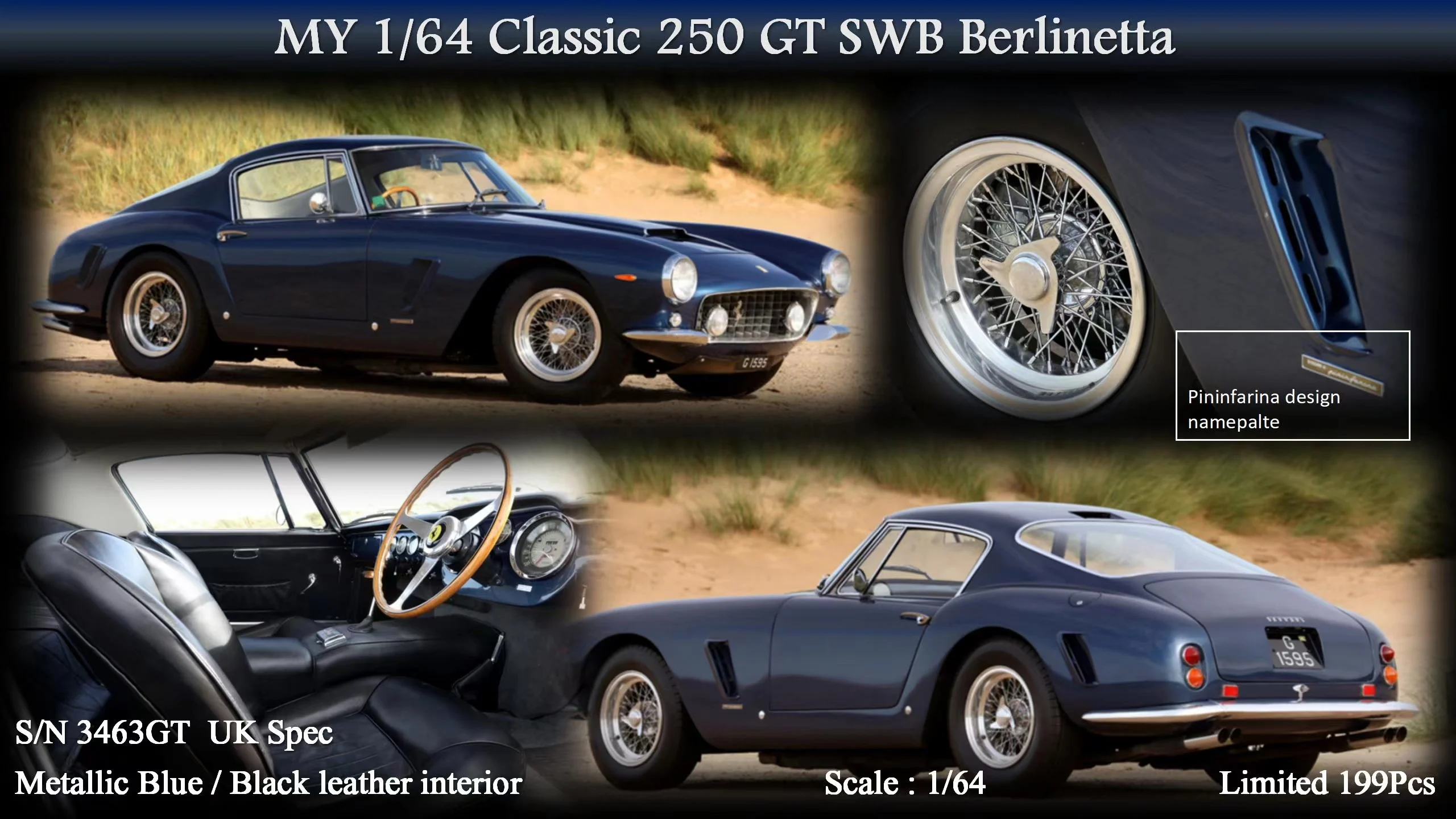 

In Stock MY64 1:64 Classic Series New 250GT SWB Simulation Resin Car Model