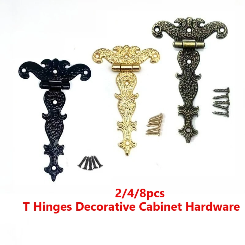 2/4/8PCS Heavy Duty Antique T-Hinges With Screws 69x113MM Zinc AlloBarn Door Decorative Hinges For Cabinets And Wooden Boxes
