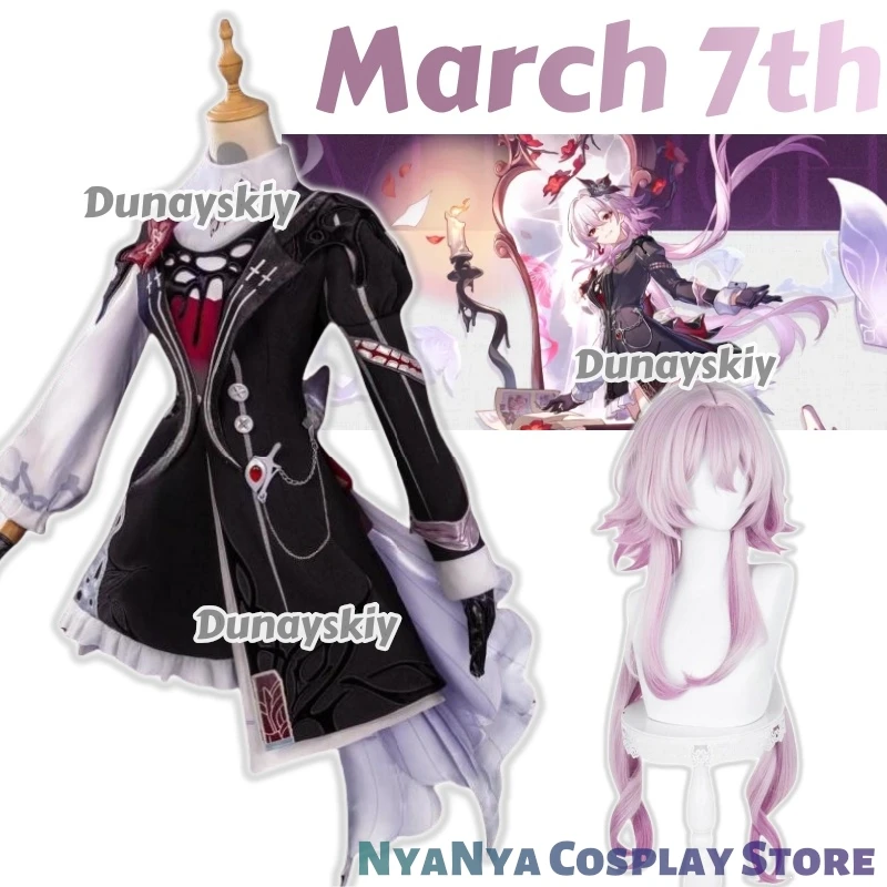 ‌ ‌ ‌ Evernight 7 de marzo Cosplay Honkai Star Rail disfraz peluca vestido sombreros misterioso invitado extranjero Amphoro fiesta de Halloween