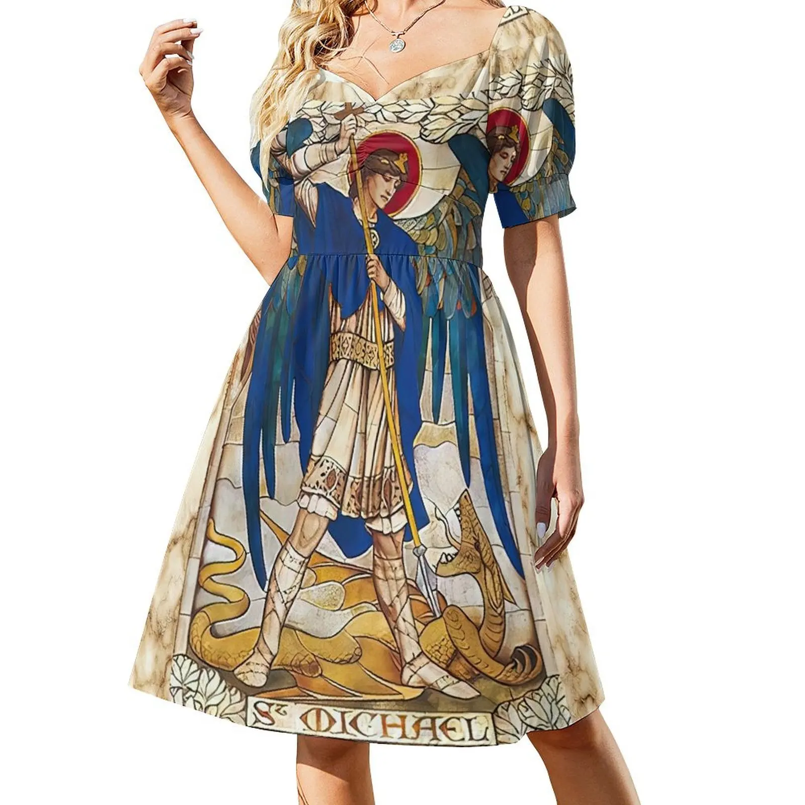 

St MIchael the Archangel Angel Saint Short Sleeved Dress Elegant gown Dresses Clothing Dress