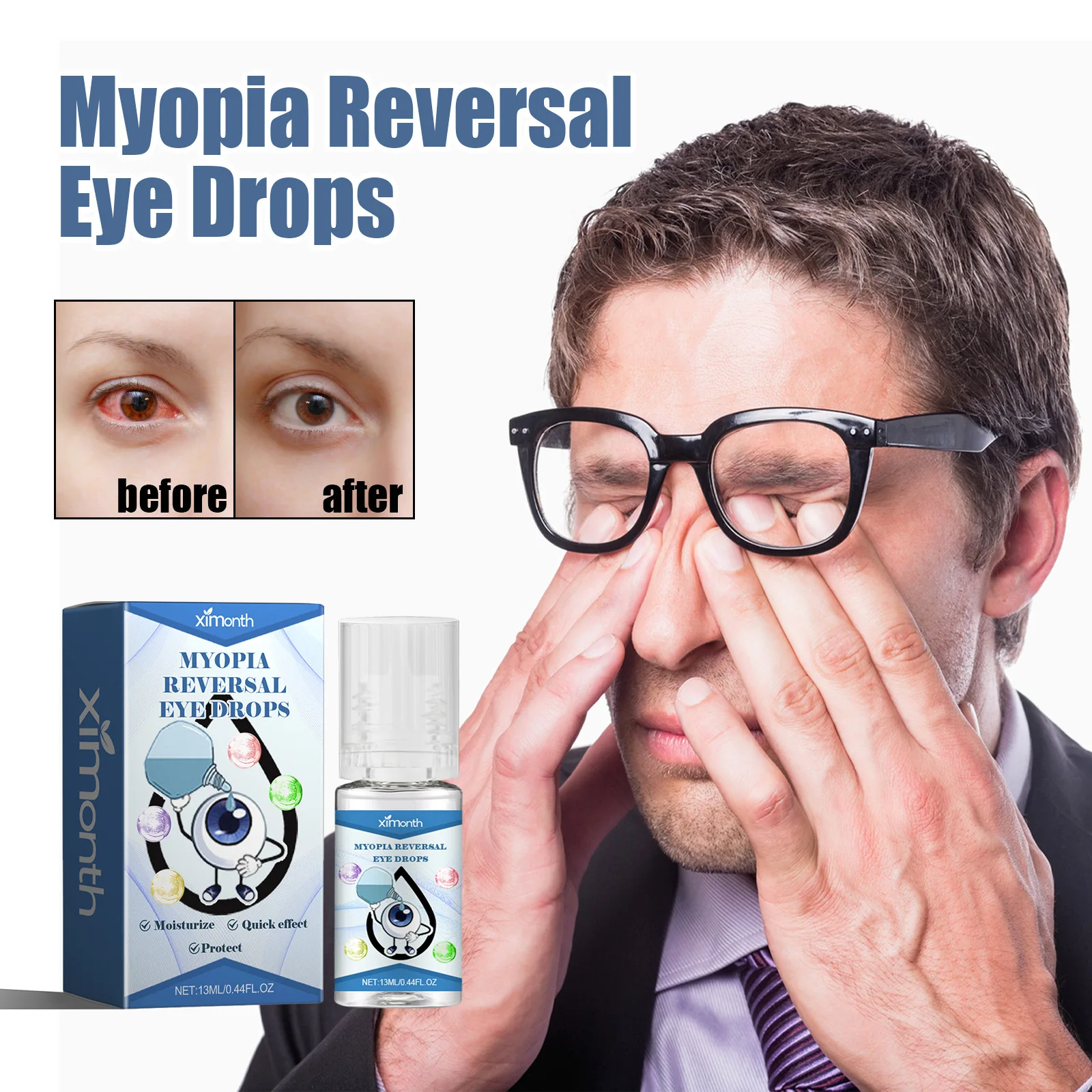 Myopia Reversal Eye Drops Improve Blurred Vision Relieve Eye Fatigue Dry Itchy Redness Cataract Treatment Eye Moisturizer Drops